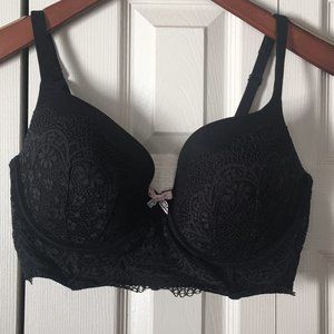 Victoria's Secret 36DD Black Bra w/ Lace Overlay